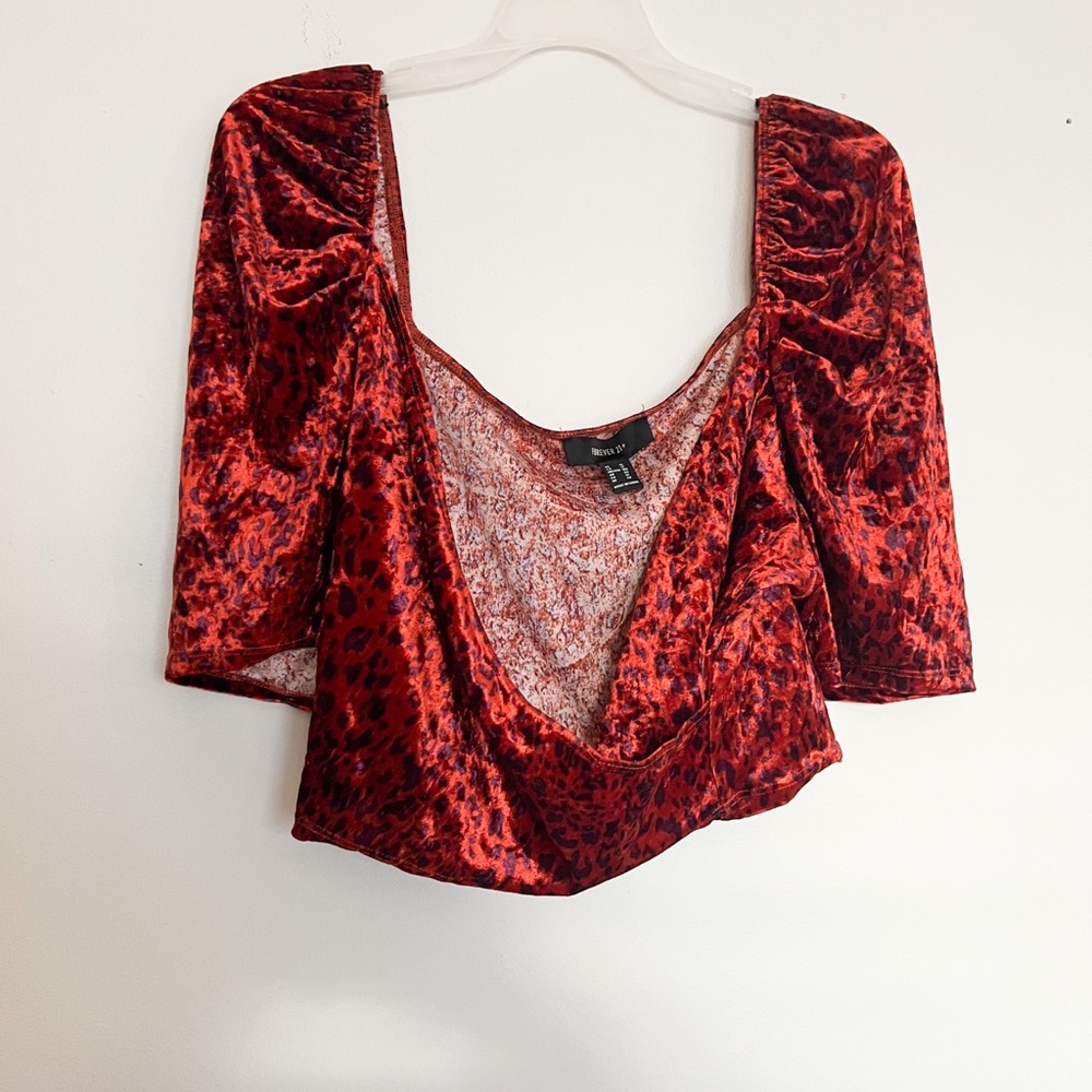velour leopard wrap top